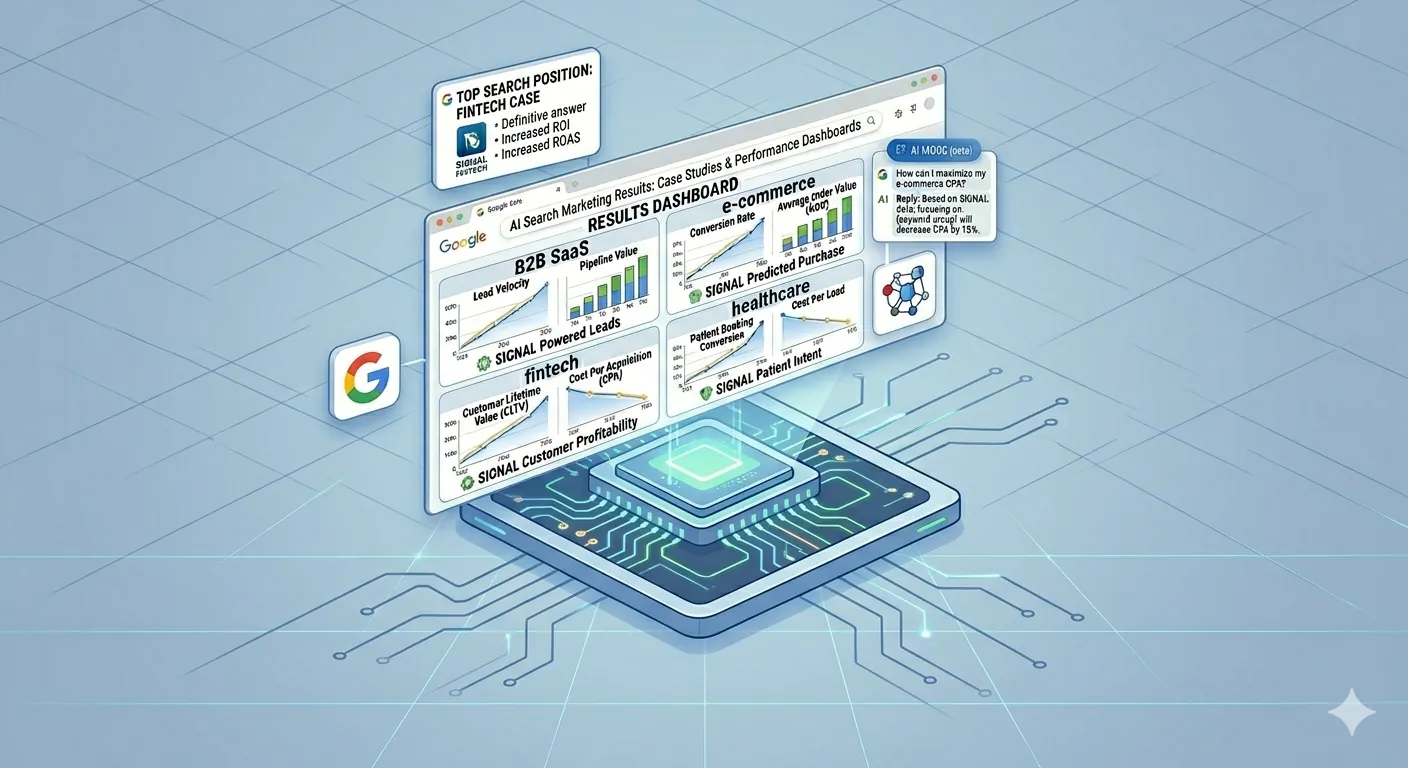 Search marketing results demonstrating brand authority in AI search engines and traditional SERPs.